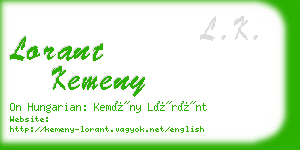 lorant kemeny business card